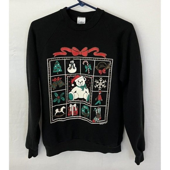 Vintage Gopher Sport 90s Teddy bear Christmas Sweatshirt Adult Size Large EUC - Picture 1 of 10